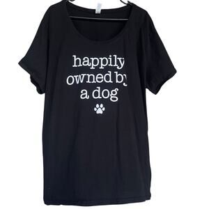 Happily Owned By A Dog Shirt Womens 4XL Black Delta Curvy Paw Print Graphic Tee